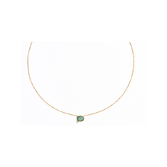 Oval Green Kyanite & Diamond Necklace