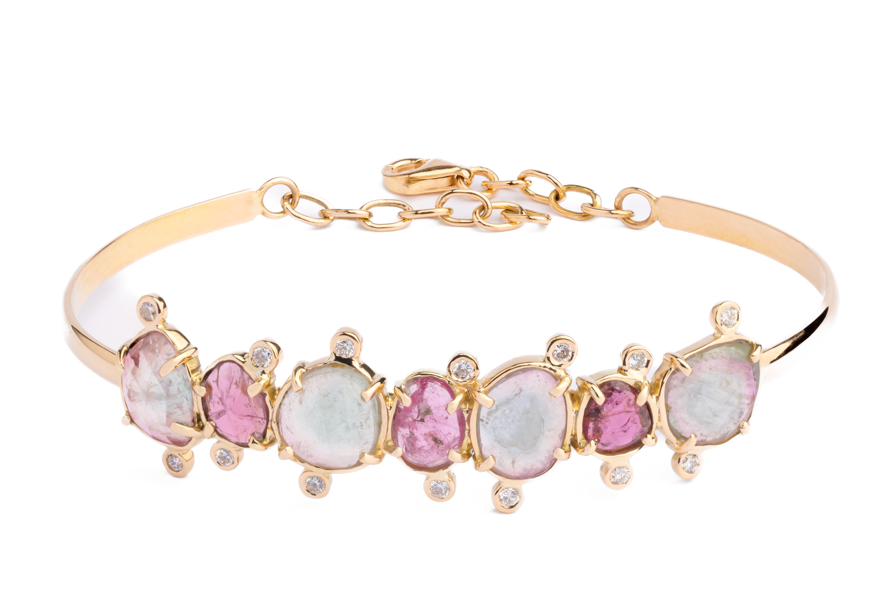 Multicolored Tourmaline & Diamond Garland Cuff