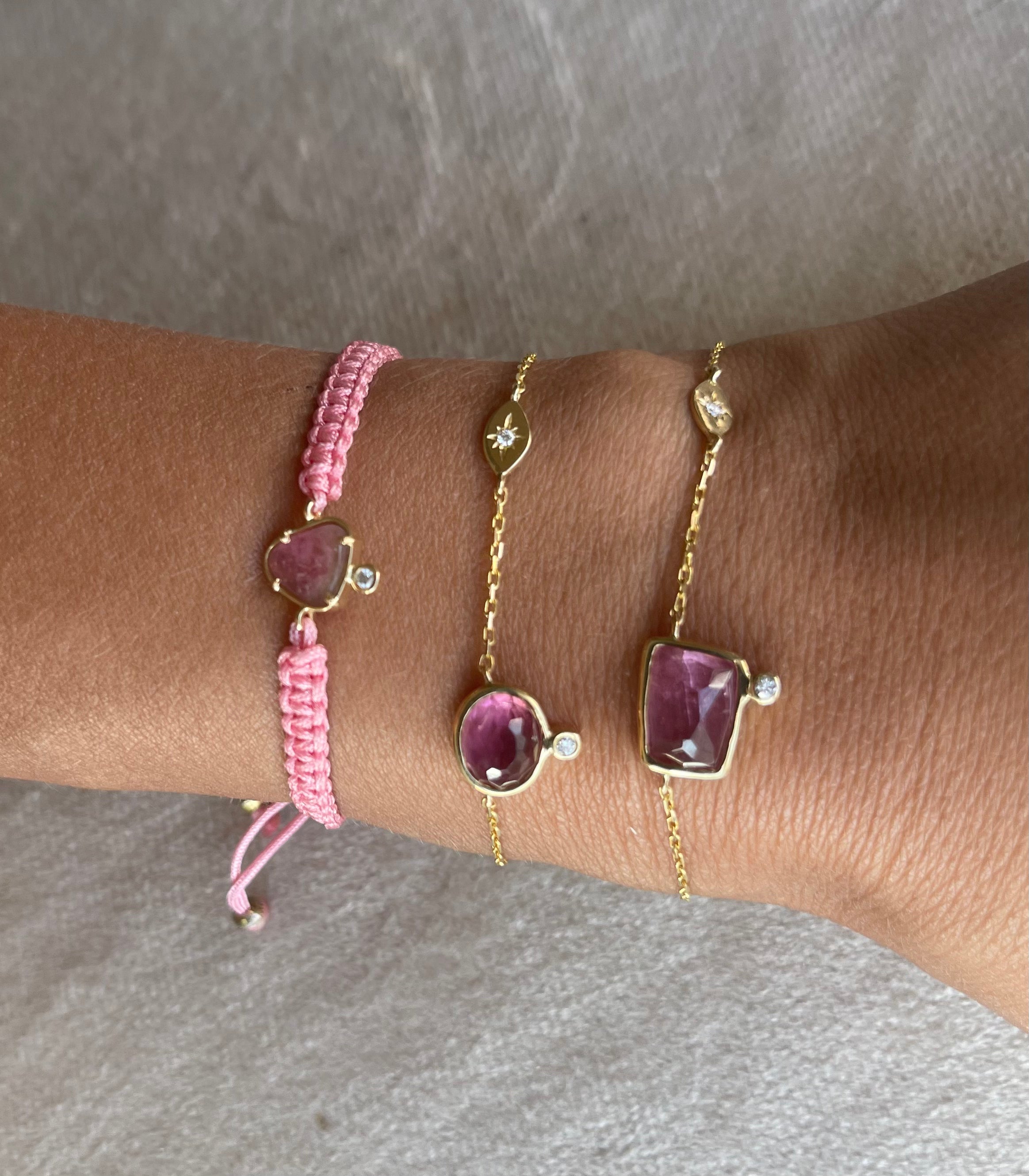 Pink Tourmaline Eye Bracelet