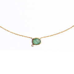 Oval Green Kyanite & Diamond Necklace