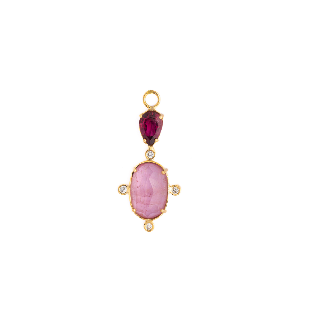 Mixed Tourmaline & Diamond Charm