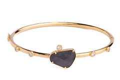 Metallic Grey Sapphire & Diamond Bangle