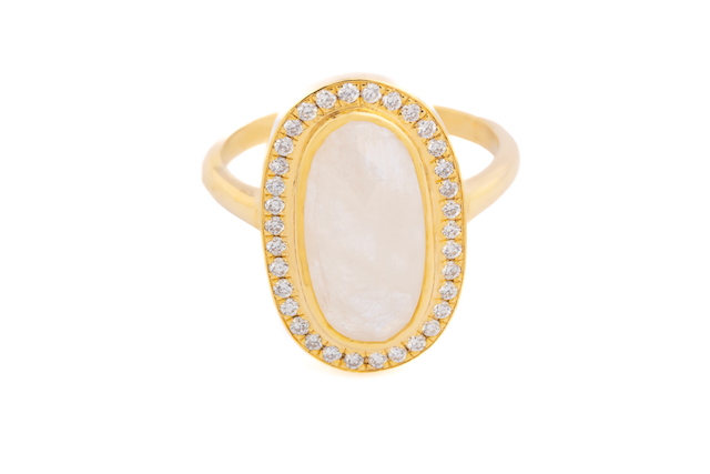 Moonstone Halo Ring