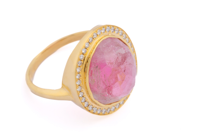 Chunky Statement Pink Tourmaline Ring