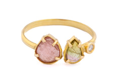 Rose cut Pear Tourmaline Ring