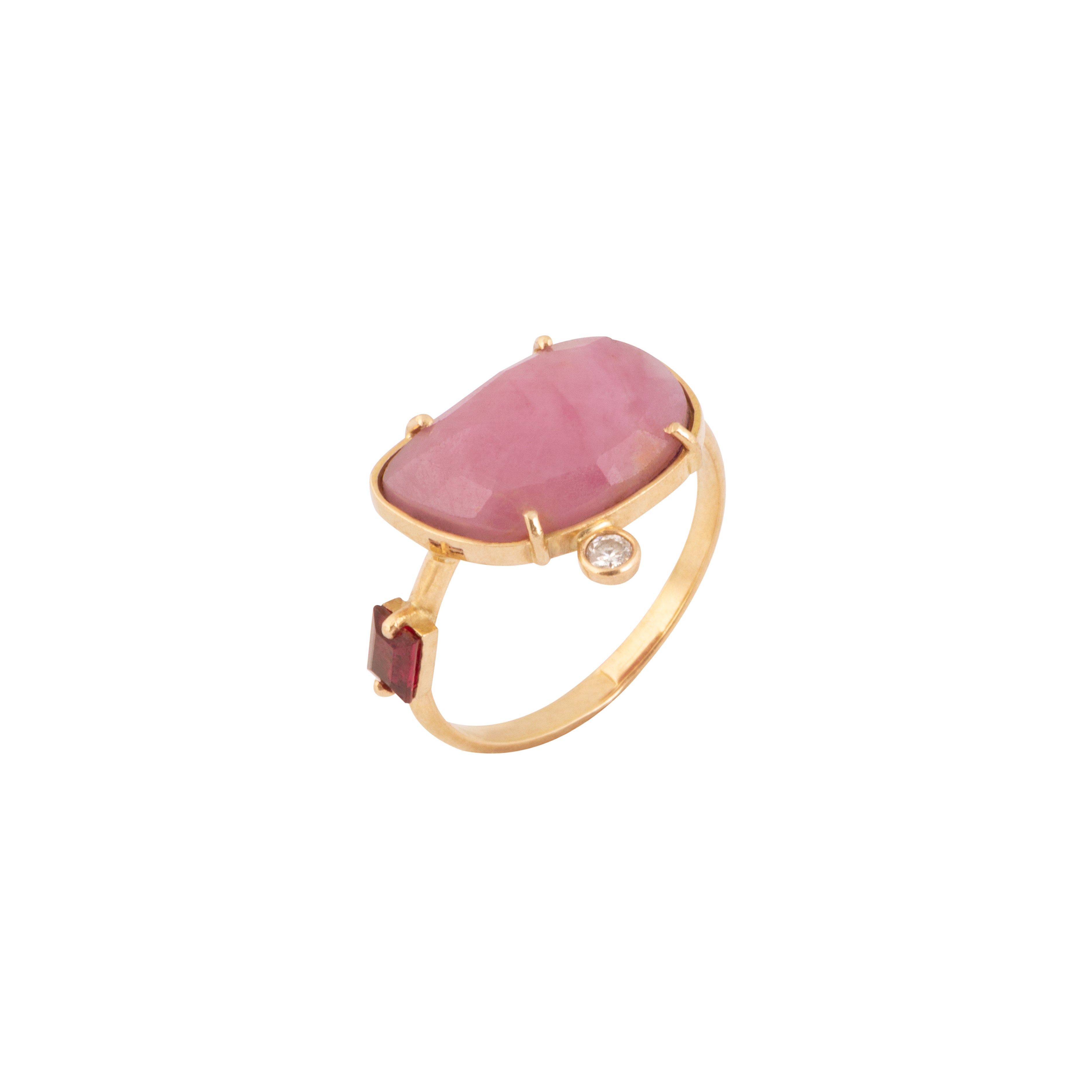 Rose Cut Pink Sapphire Ruby & Diamonds