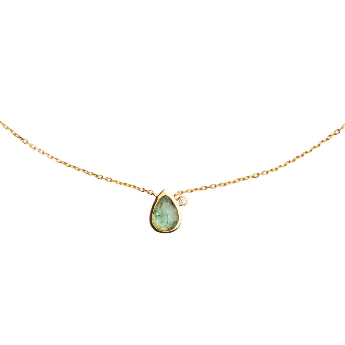 Pear Green Kyanite & Diamond Necklace